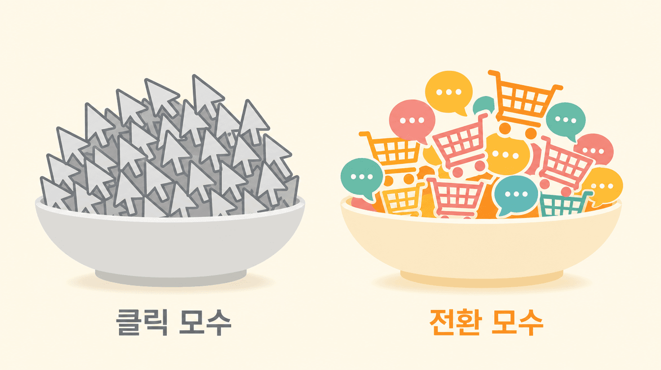 클릭 모수와 전환 모수의 품질 차이 비교